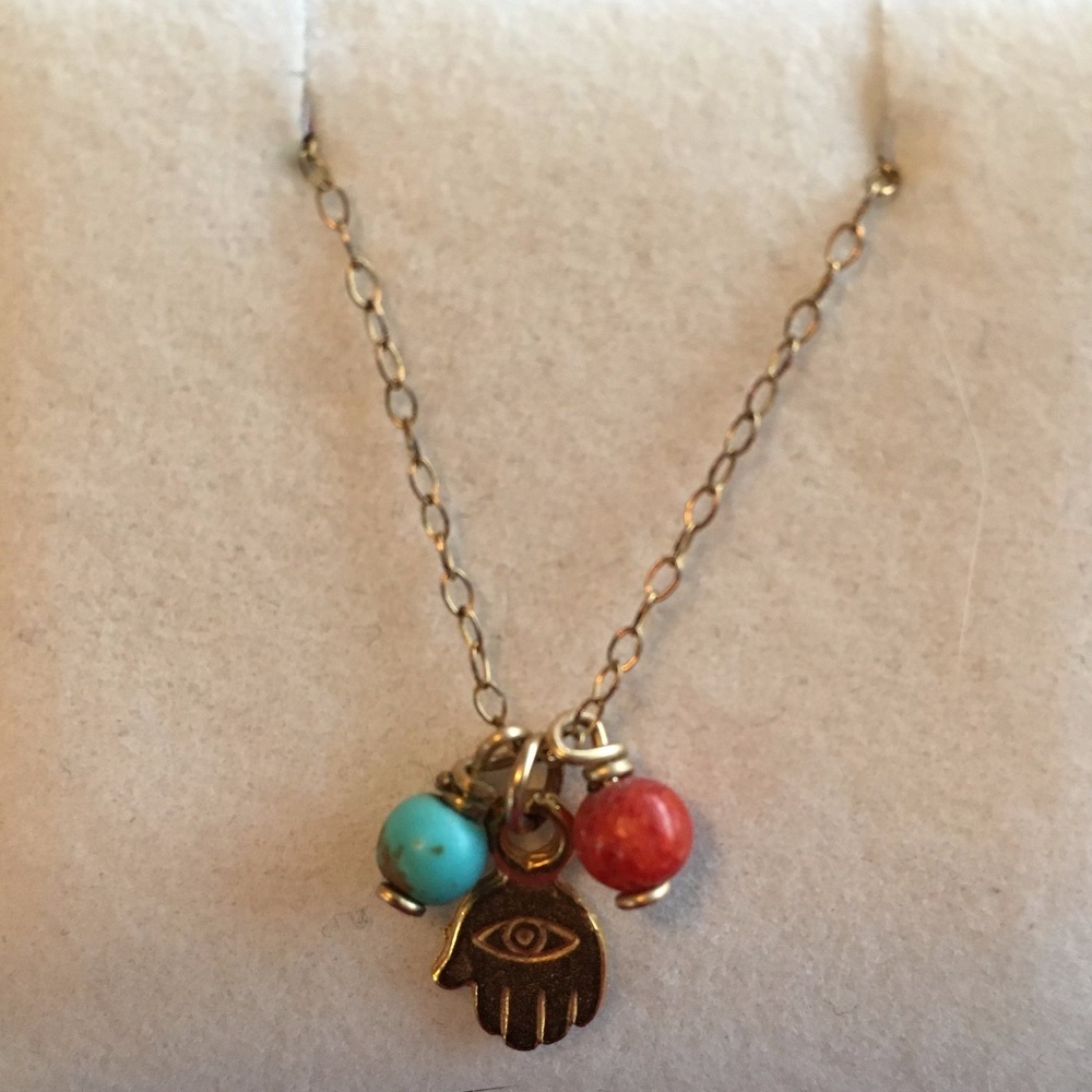 Hamsa Fatima dainty child gold necklace